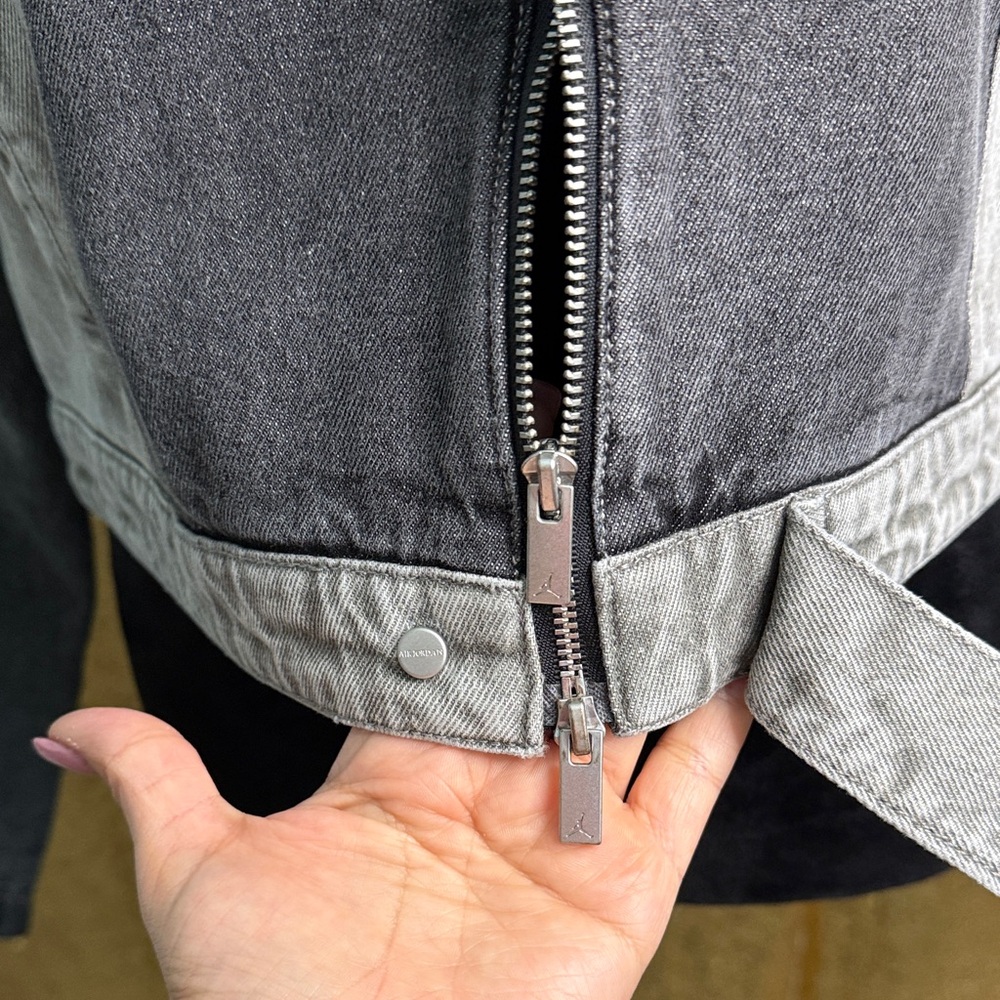 Nike Air Jordan Women's Moto Jacket black/Flat and pewter/gray colorway - Picture 10 of 16